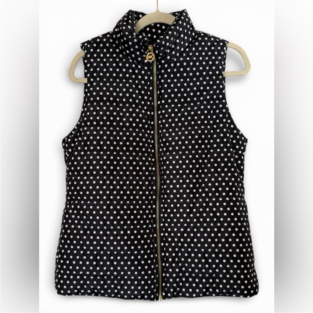 Black Polka Dot Michael Kors Puffer Vest